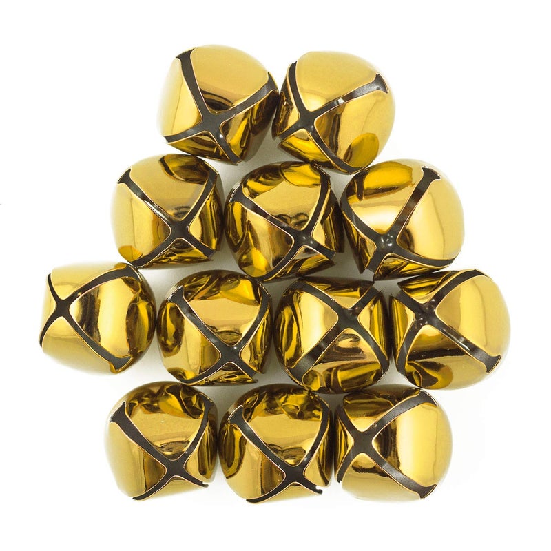 Art Cove 1.5 Inch 36mm Extra Large Giant Jumbo Craft Gold Jingle Bells 2 Pieces - Image 3
